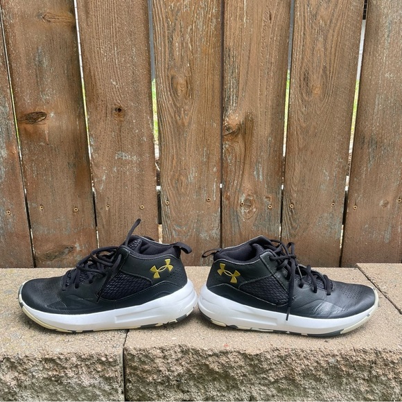 UNDER ARMOUR Men’s Black White Gold High Top Lockdown Shoe Size 8.5 - Picture 5 of 10